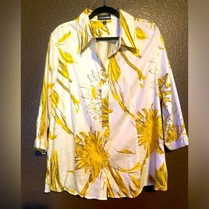 Ladies 3/4 sleeve dress shirt, 18w, stretch, contrast stitching
